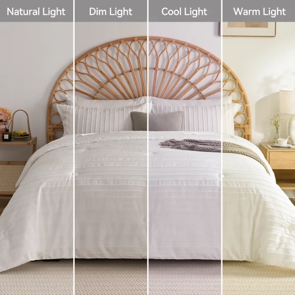 JELLYMONI Comforter Set - 3 Pieces Striped Tufted Bedding Set for All Seasons, Fluffly Comforter with Pillow Shams - Image 6
